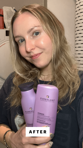 Allure beauty director Sarah Kinonen after using the Pureology Hydrate Shampoo and Conditioner for Dry Hair